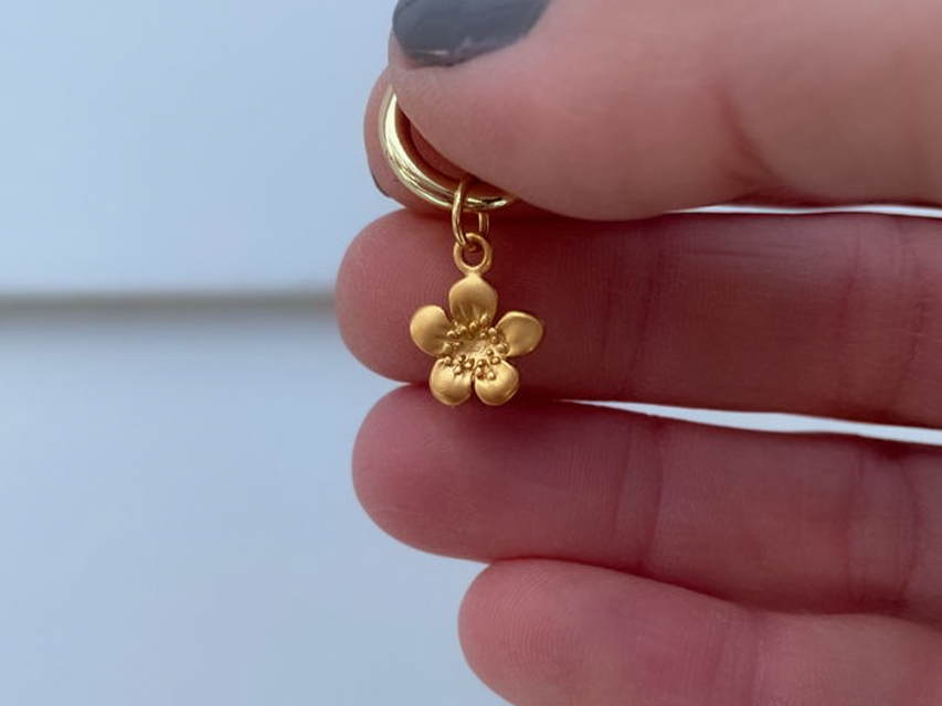 Small Plum Blossom Flower Gold Charm | Unique Flower Charm