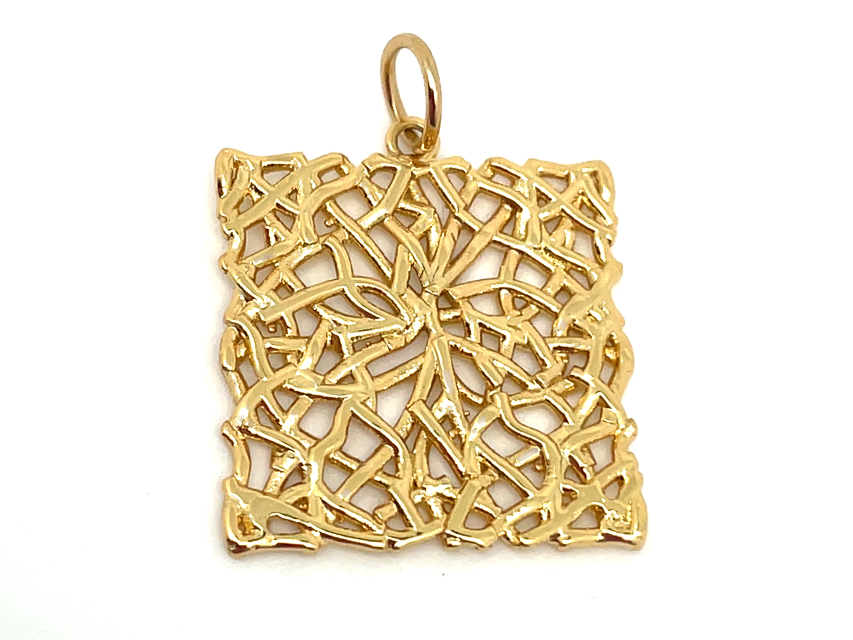 Amazon.com: Jewelry Affairs 14k Yellow Real Gold Diamond Cut Square Shape  Pendant Chain Necklace, 18