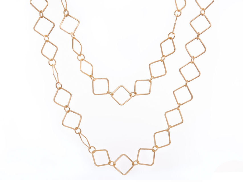 Unique and Beautiful Gold Square Chain Necklace 