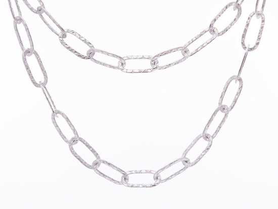 Sparkling Silver Large Paperclip Necklace Chain