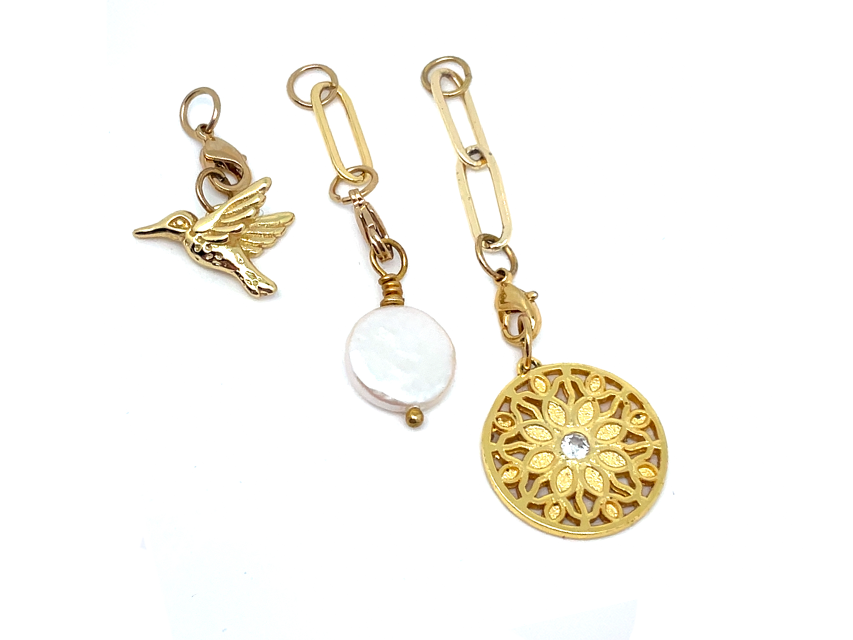 Gold Blossom Hummingbird Coin Pearl Set